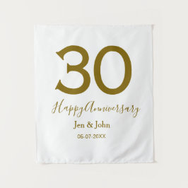 Tenture Joyeux 30e anniversaire nom date lettres dorées