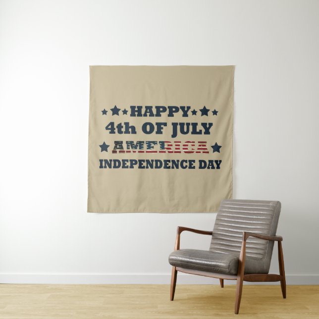 Tenture Joyeux 4 juillet jour de l'indépendance Amérique (En situation)