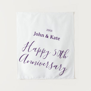 Tenture Joyeux 50e anniversaire nom violet année simple
