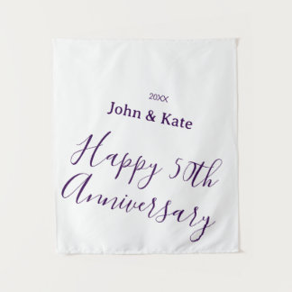 Tenture Joyeux 50e anniversaire nom violet année simple 
