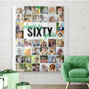 Tenture Joyeux 60e Anniversaire 60 Ans 40 Photos Collage