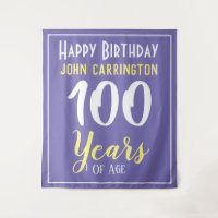 Joyeux Anniversaire avec Nom & Âge 100 Ans Tapisse