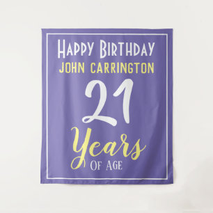 Tenture Joyeux anniversaire avec nom et âge 21 ans Tapisse