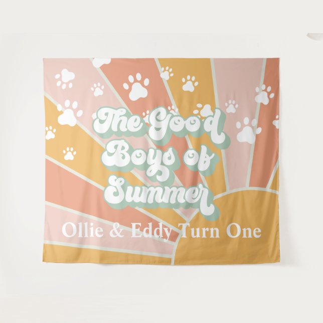 Tenture Joyeux Anniversaire Chien Empreinte de Patte Solei (Devant (Horizontal))