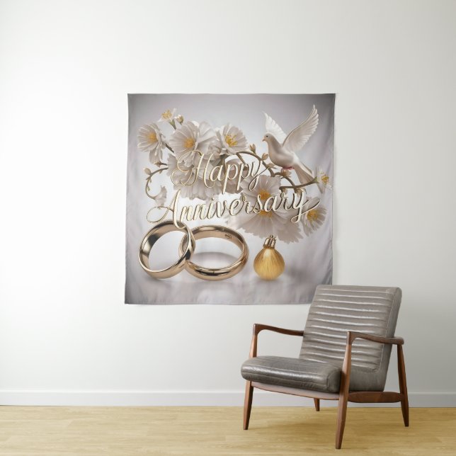 Tenture Joyeux Anniversaire de Mariage  (En situation)