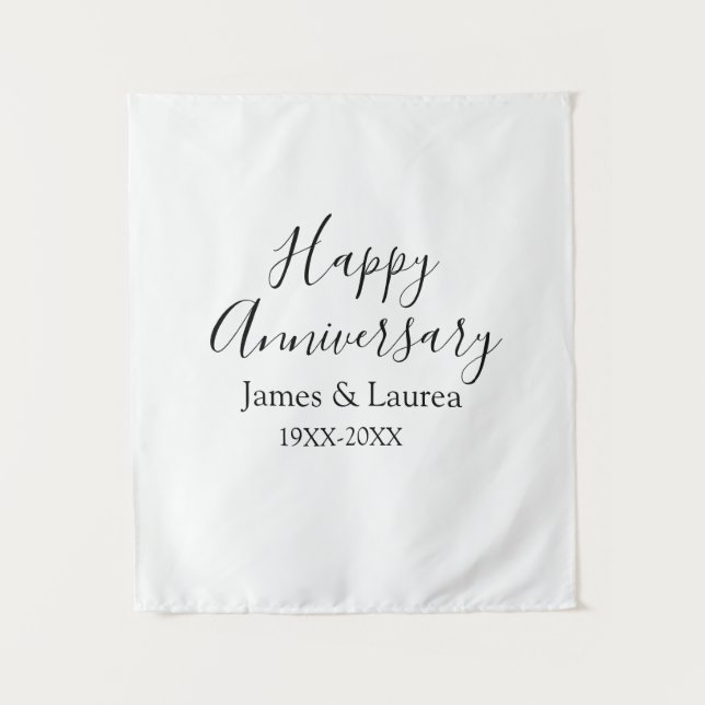 Tenture Joyeux anniversaire de mariage nom date année simp (Devant)