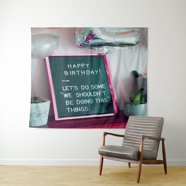 Tenture Joyeux Anniversaire ! Drôle Naughty Trouble (En situation (horizontale))