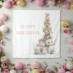 Tenture Joyeux Anniversaire Ourson Bohème Mignon