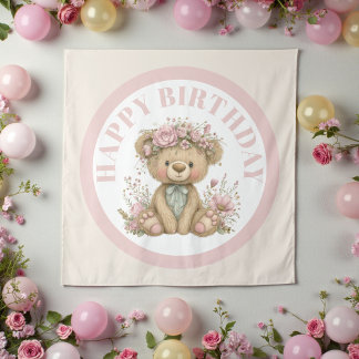 Tenture Joyeux Anniversaire Ourson Bohème Mignon