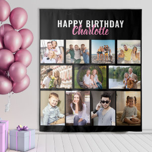 Tenture Joyeux anniversaire Personnalisé 11 Photo Collage