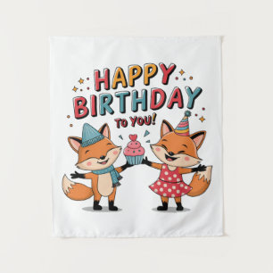 Tenture Joyeux Anniversaire Renards