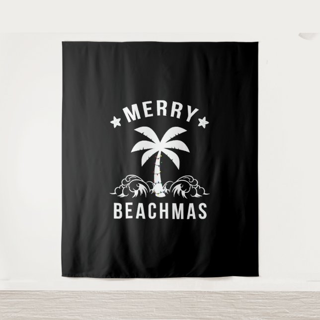 Tenture Joyeux Beachmas Palm Tree Beach Noël (Devant)