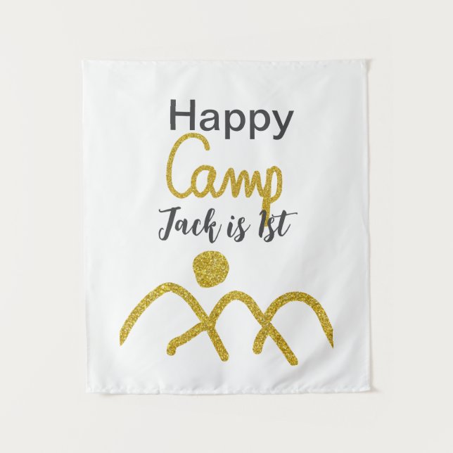 Tenture Joyeux camping camper un anniversaire enfants sole (Devant)