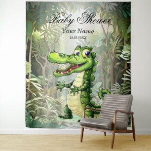 Tenture Joyeux Crocodile sauvage arbres de la jungle belle