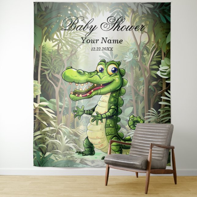 Tenture Joyeux Crocodile sauvage arbres de la jungle belle (En situation)