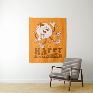 Tenture Joyeux Halloween Citrouille de points de Polka ré
