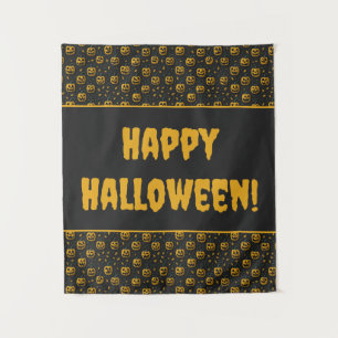 Tenture Joyeux halloween parti citrouille éffrayant dessin
