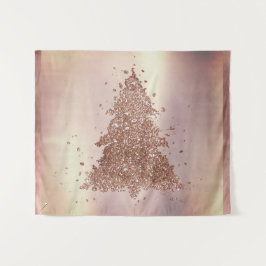 Tenture Joyeux Noël élégant | Arbre à joues Rose Doré Glam