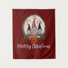 Tenture Joyeux Noël Gnomes Rouge, Rustique, Plaid, Branché