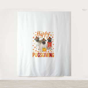Tenture Joyeux Pugsgiving mignon Thanksgiving Carlin Chien