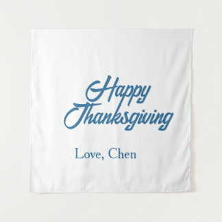 Tenture Joyeux Thanksgiving bleu amour nom vacances hiver