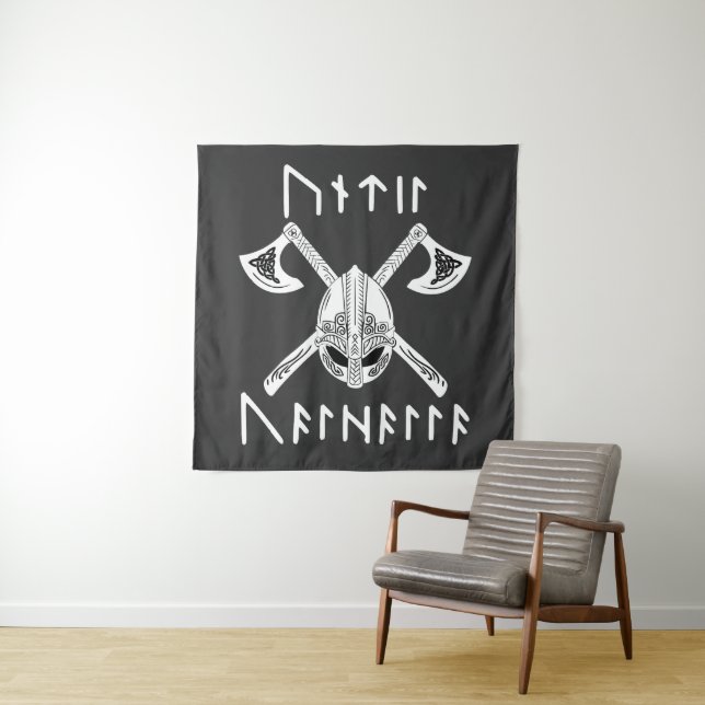 Tenture Jusqu'à Valhalla dans Rune Norse (En situation)