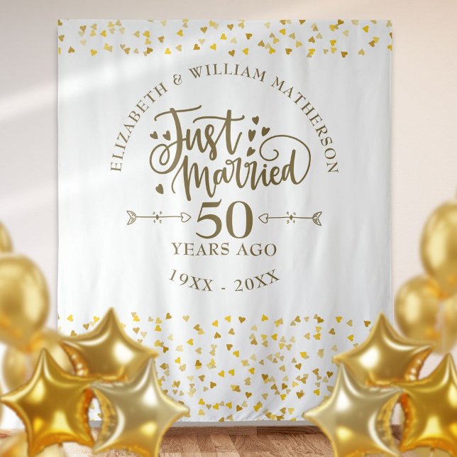 Tenture Juste marié 50e anniversaire de Mariage Contexte (Just Married 50th Wedding Anniversary Backdrop)