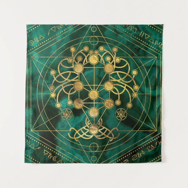 Tenture Kabbalah l'arbre de vie - Malachite (Devant)
