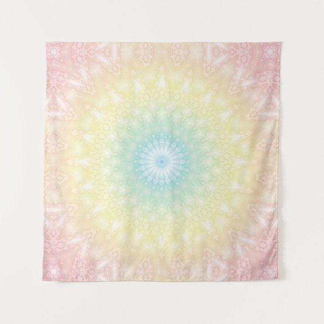 Tenture Kaleidoscopic summer circle mosaic print pastel (Devant)