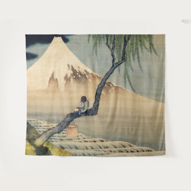 Tenture Katsushika Hokusai - Garçon regardant le Mont Fuji (Devant (Horizontal))