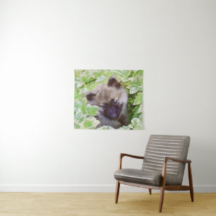 Tenture Keeshond Puppy in the Garden Peinture Art original