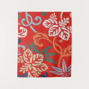Tenture Kimono japonais hawaïen rouge