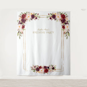 Tenture Kithèque de fête d'anniversaire fleurs rose Bourgo