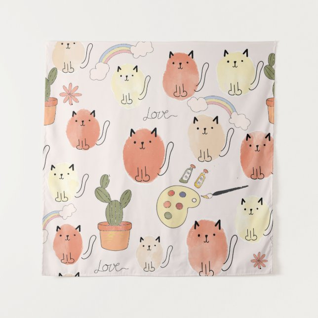 Tenture Kitty Kitten Chats : Motif animal mignon (Devant)