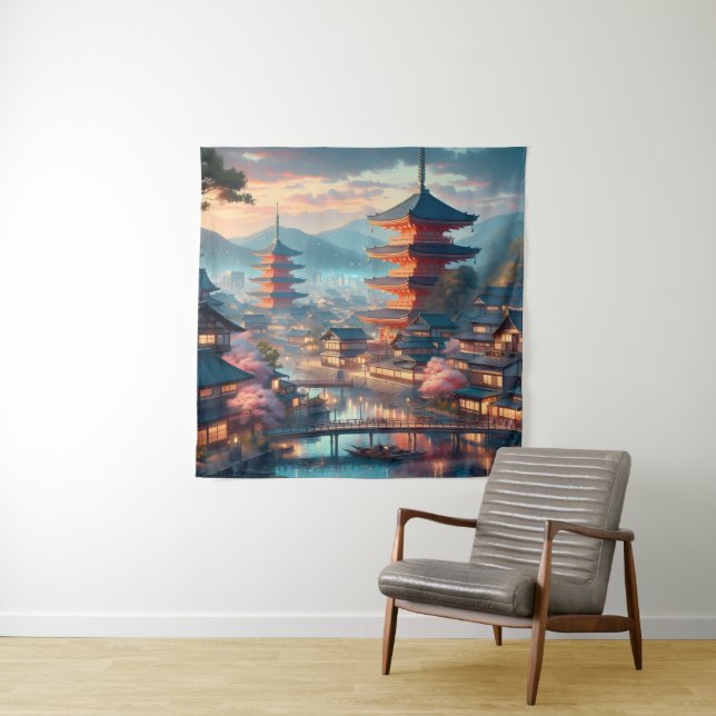 Tenture Kyoto Japon Tourisme Vintage (En situation)