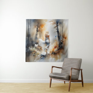 Tenture La Dame À Travers Une Forêt