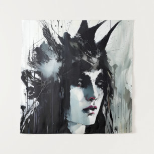 Tenture La déesse Peinture d'encre noire