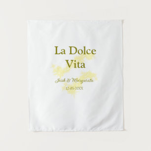 Tenture La Dolce Vita jaune couple marié Nom date paillett