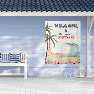 Tenture La Grande Fête de Surf sur la Plage d'Anniversaire