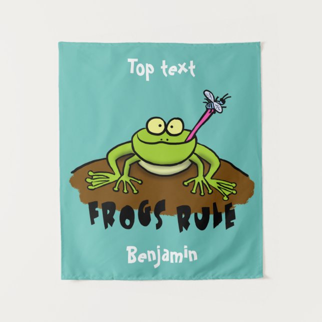 Tenture La grenouille règle drôle dessin de grenouille ver (Devant)
