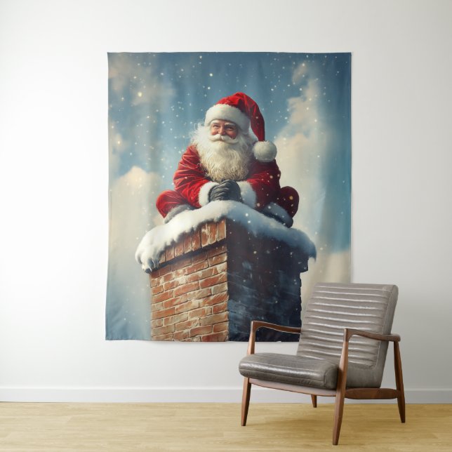 Tenture La pause de père Noël : un sourire d'hiver (En situation)