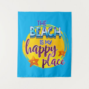 Tenture La Plage Est Mon Endroit Heureux Citation Océan Ét