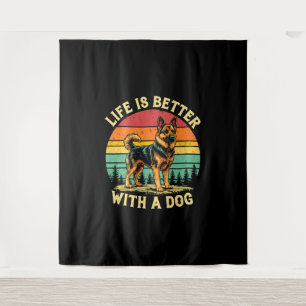 Tenture La Vie Est Meilleure Avec Un Chien - coucher Vinta