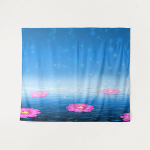 Tenture Lac de Fantaisie Éthérée avec Lotus Rose Flottant