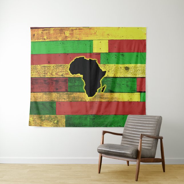 Tenture L'Afrique sur les planches en bois (En situation (horizontale))