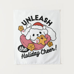 Tenture Laisser la joie des fêtes - Noël de chien mignon