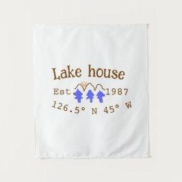 Tenture Lake house et. Date année coordonnées personnalisé