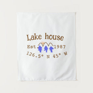 Tenture Lake house et. Date année coordonnées personnalisé