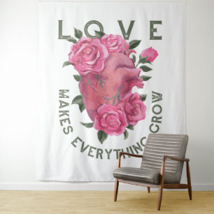 Tenture L'amour fait tout grandir - Art Floral Romantique