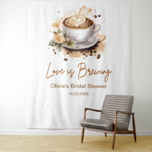 Tenture L'amour se prépare Photo de café marron Shower de